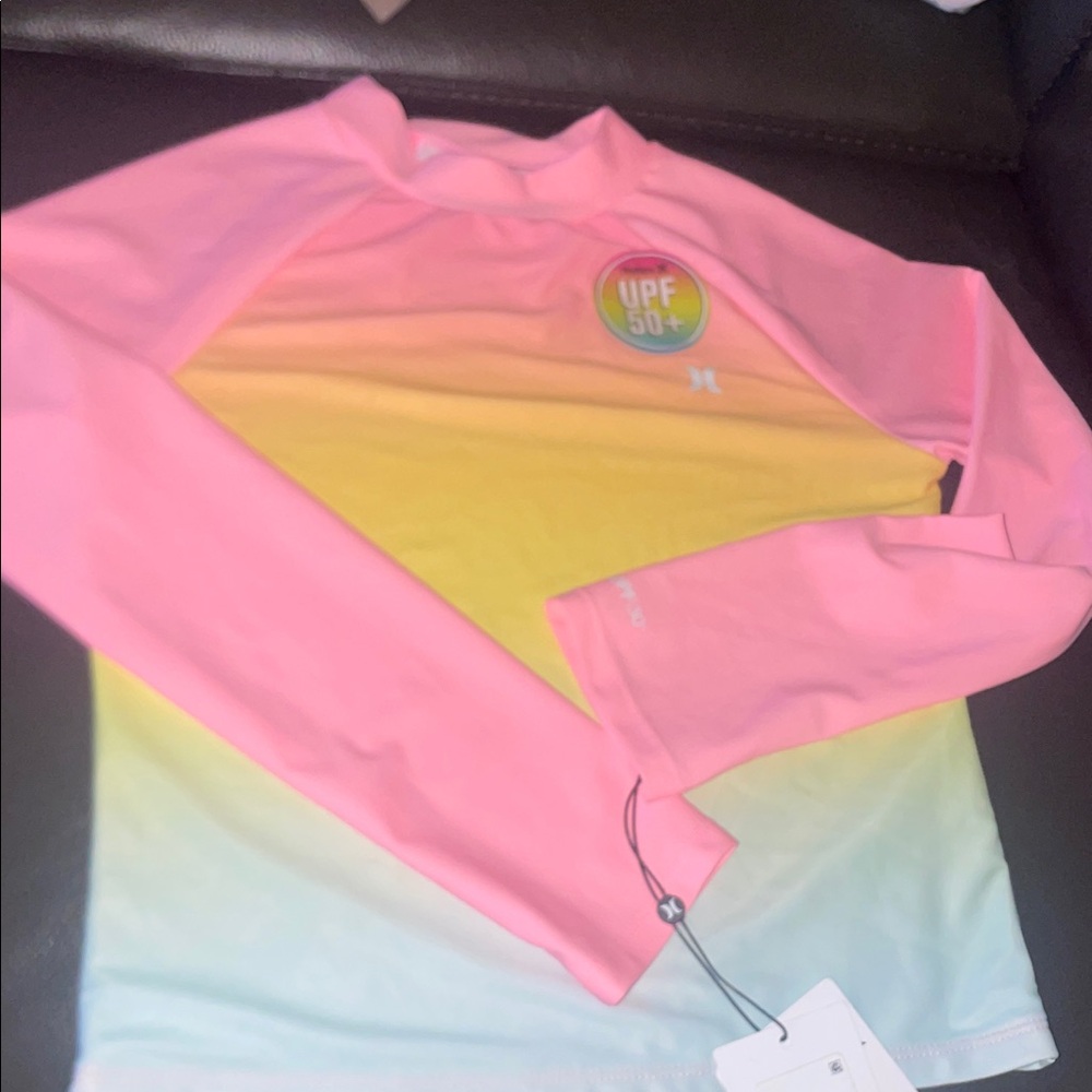 Hurley Kids Pink and Yellow Rashguard